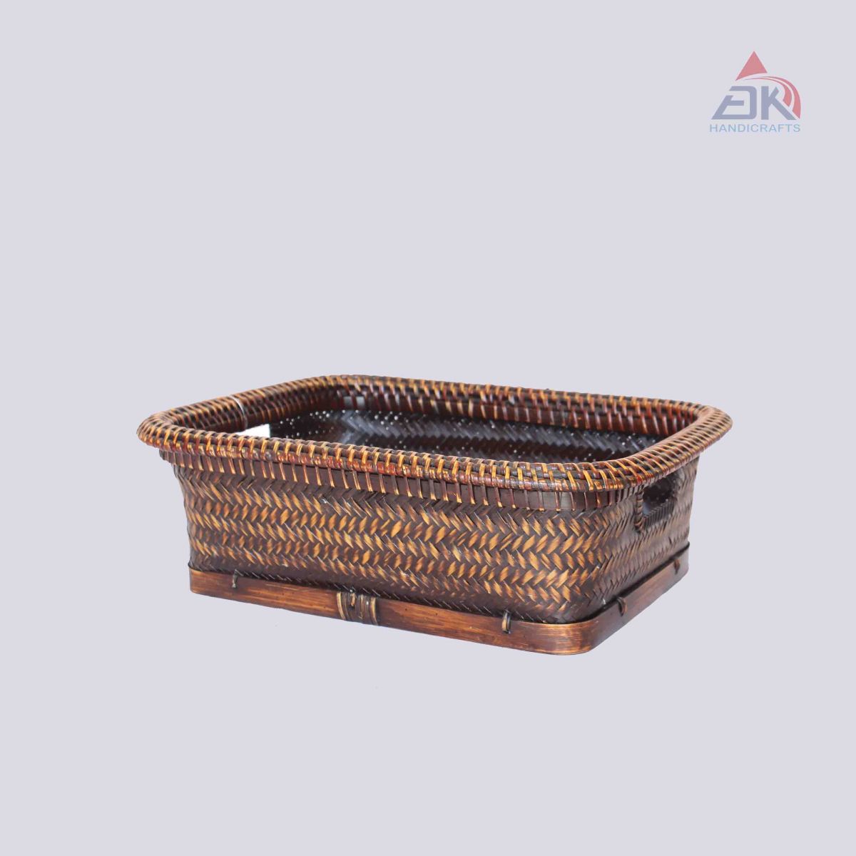 Bamboo Basket With Rattan Line