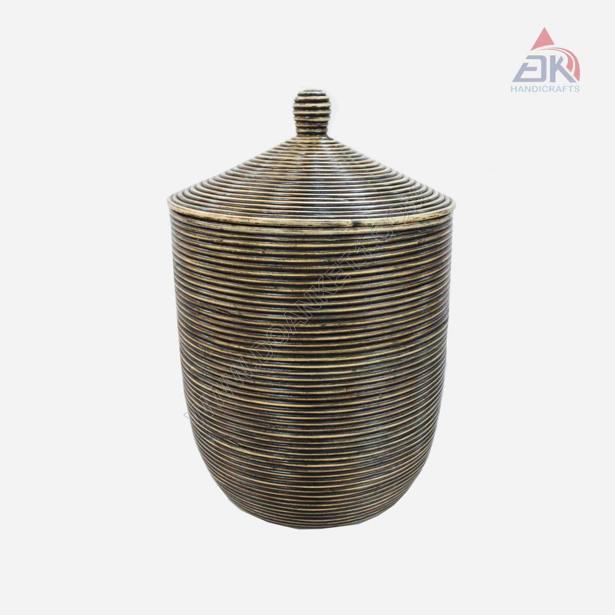 Coiled Basket With Lid # DK46