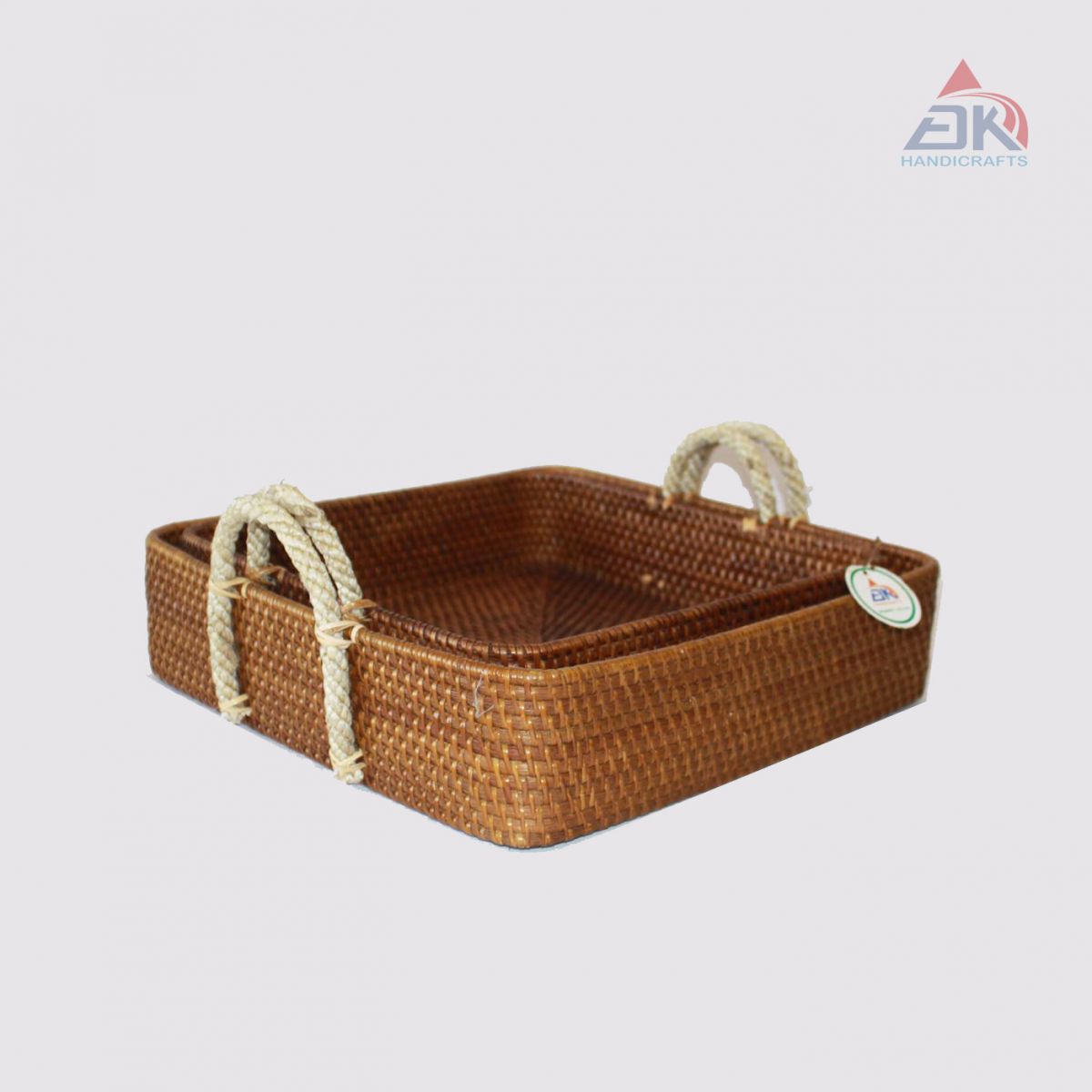 Square Basket With Handle Rope