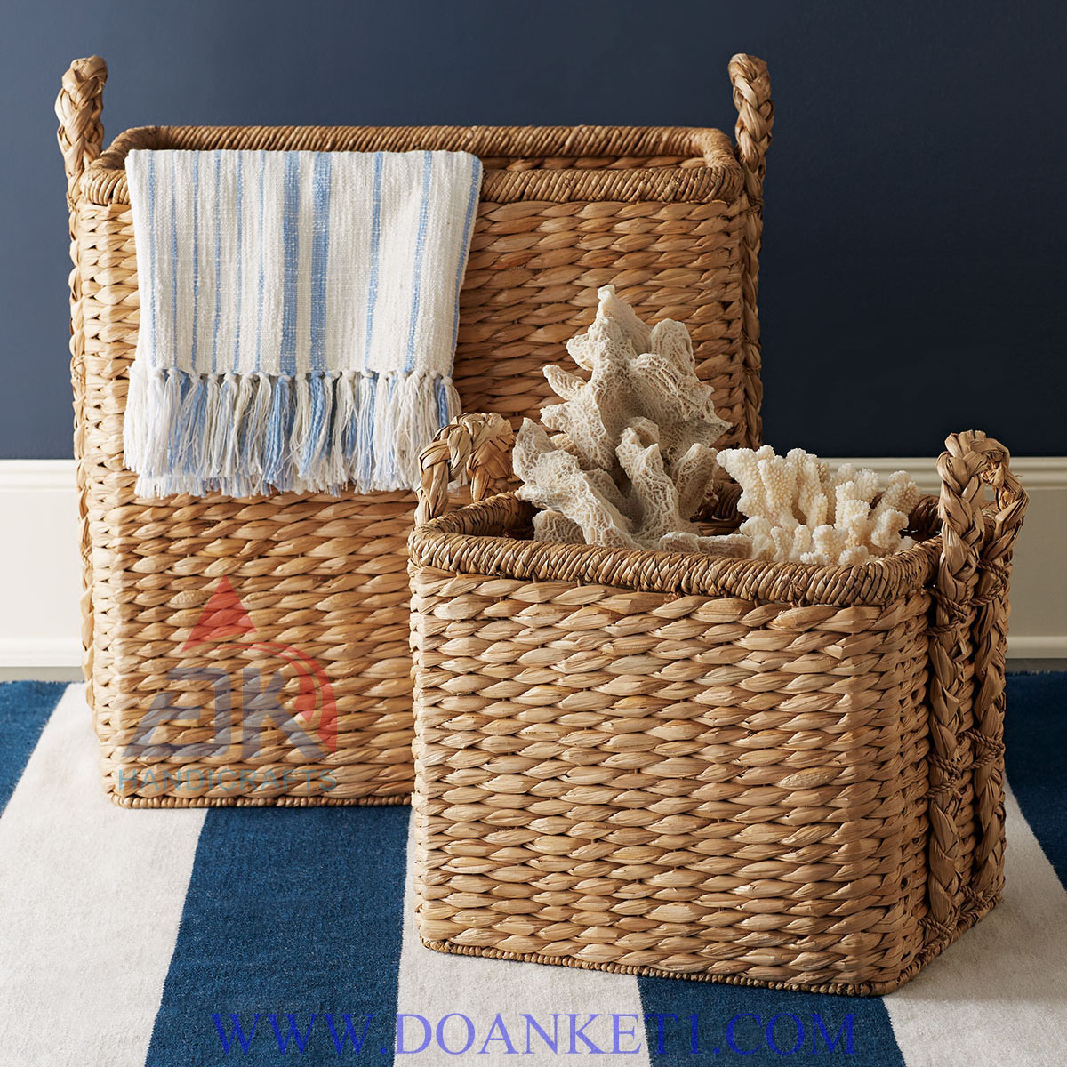 Water Hyacinth Basket S/2 # DK283