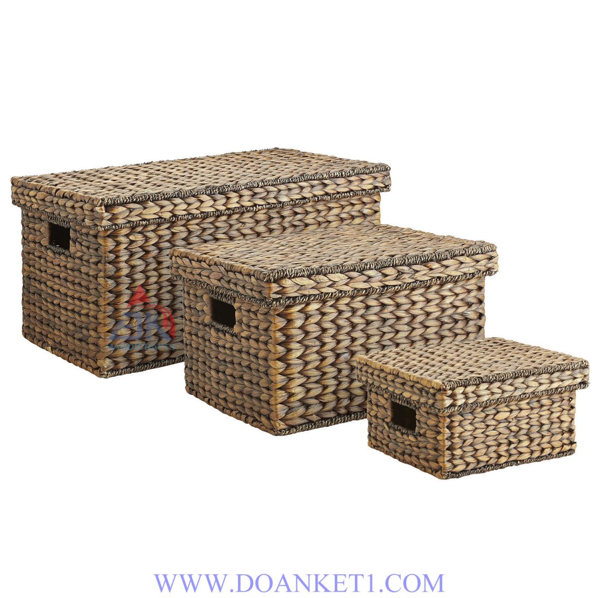 Water Hyacinth Basket With Lid S/3 # DK340
