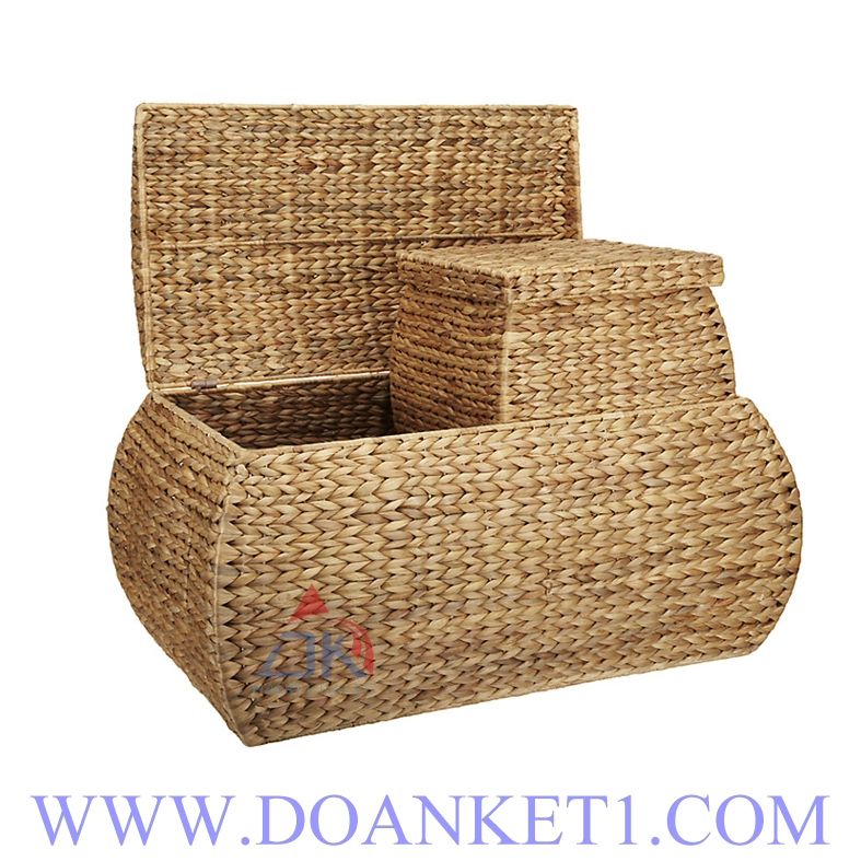 Water Hyacinth Basket With Lid S/3 # DK414